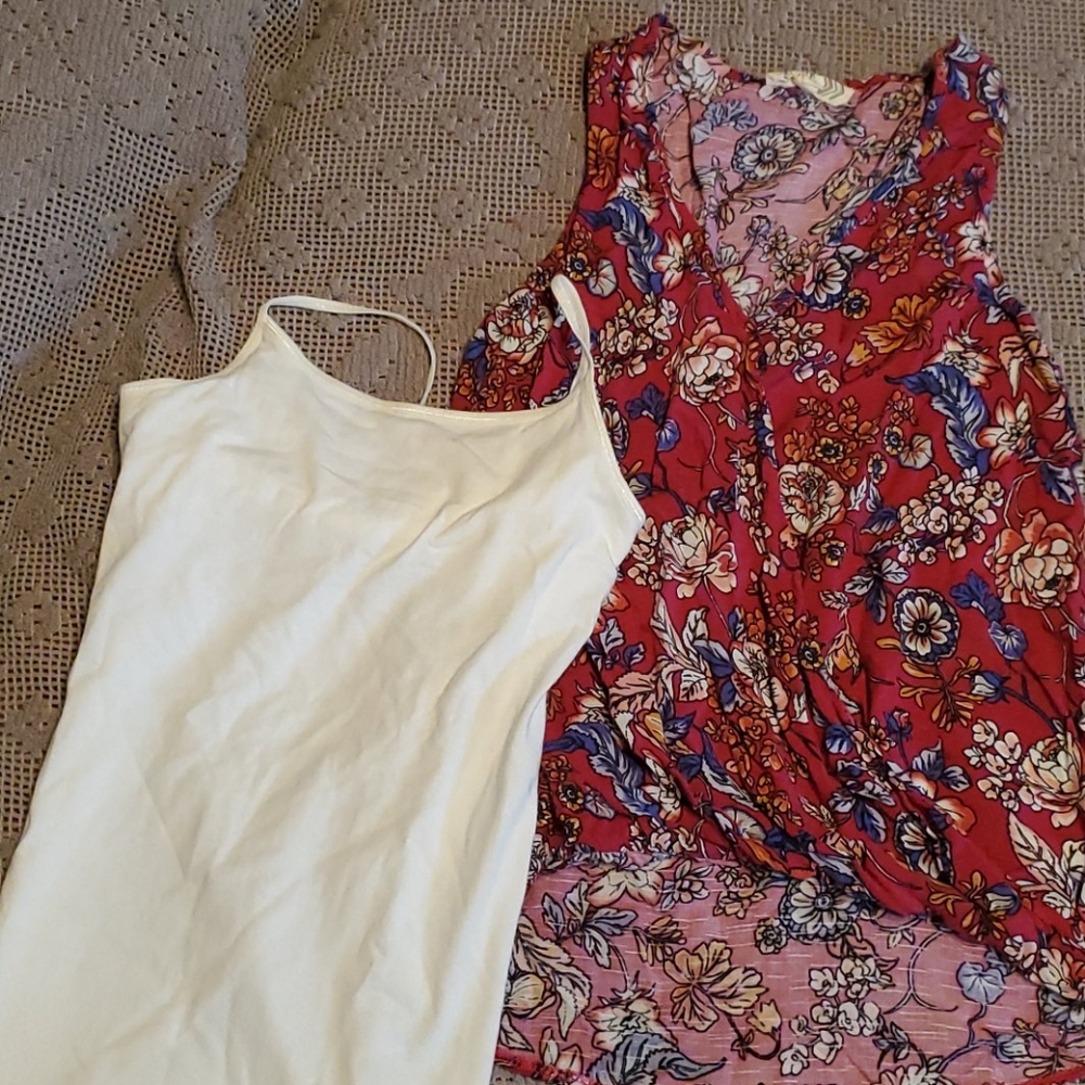 Pink Rose sz S rayon shirt with Mossimo camisole